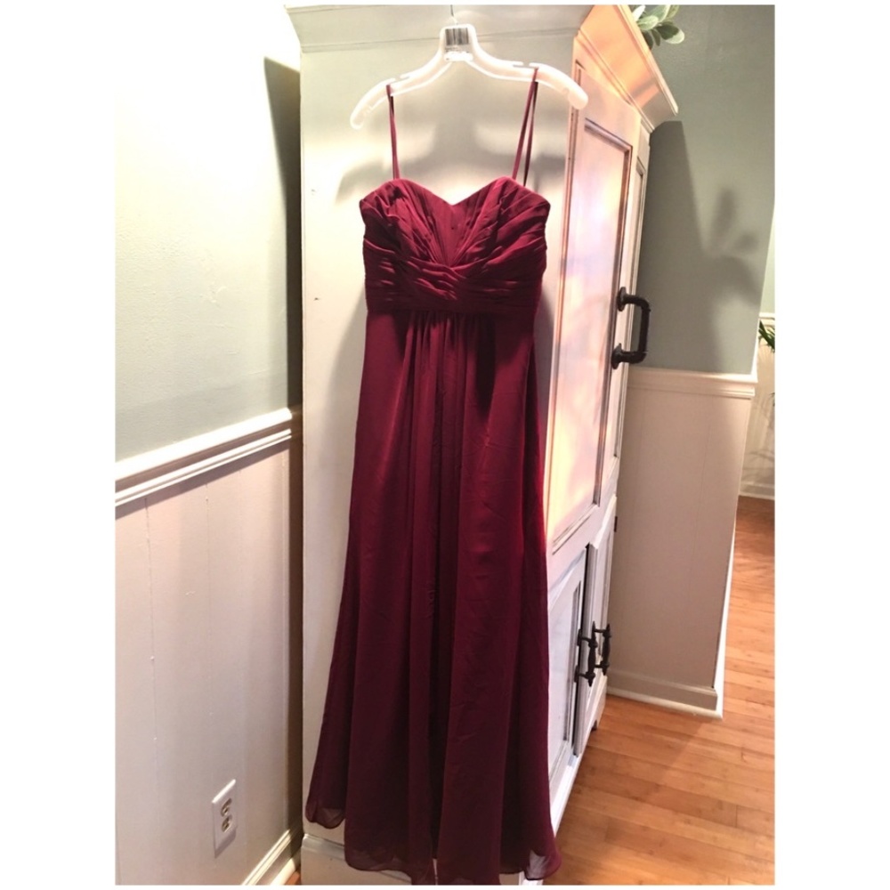 Wine Colored Long David's Bridal Gown